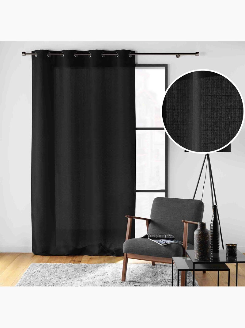 Rideau à œillets – Polyester satiné - Uni Soline Noir - Kiabi