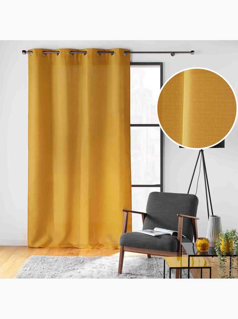 Rideau à œillets – Polyester satiné - Uni Soline Ocre - Kiabi