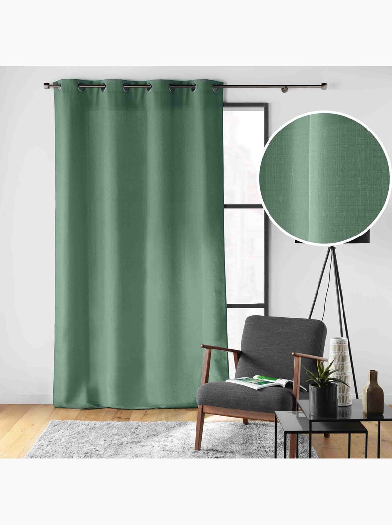 Rideau à œillets – Polyester satiné - Uni Soline Vert cèdre - Kiabi