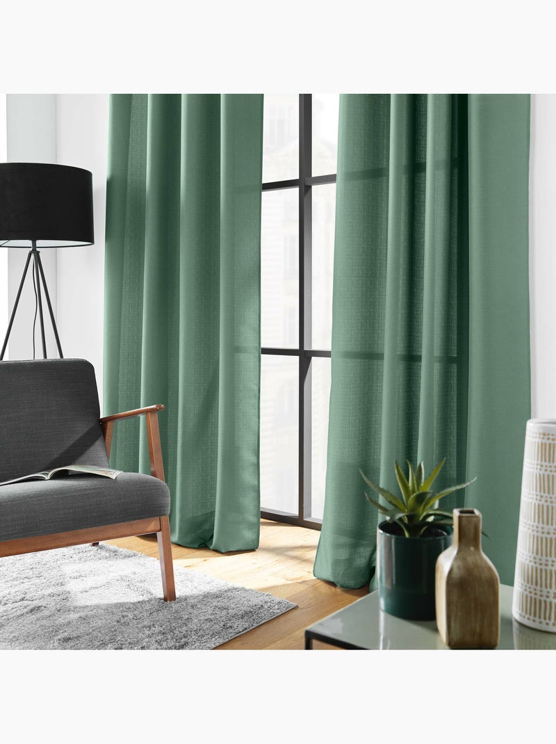 Rideau à œillets – Polyester satiné - Uni Soline Vert cèdre - Kiabi