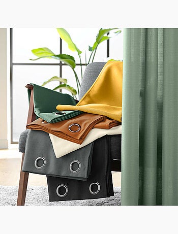 Rideau à œillets – Polyester satiné - Uni Soline