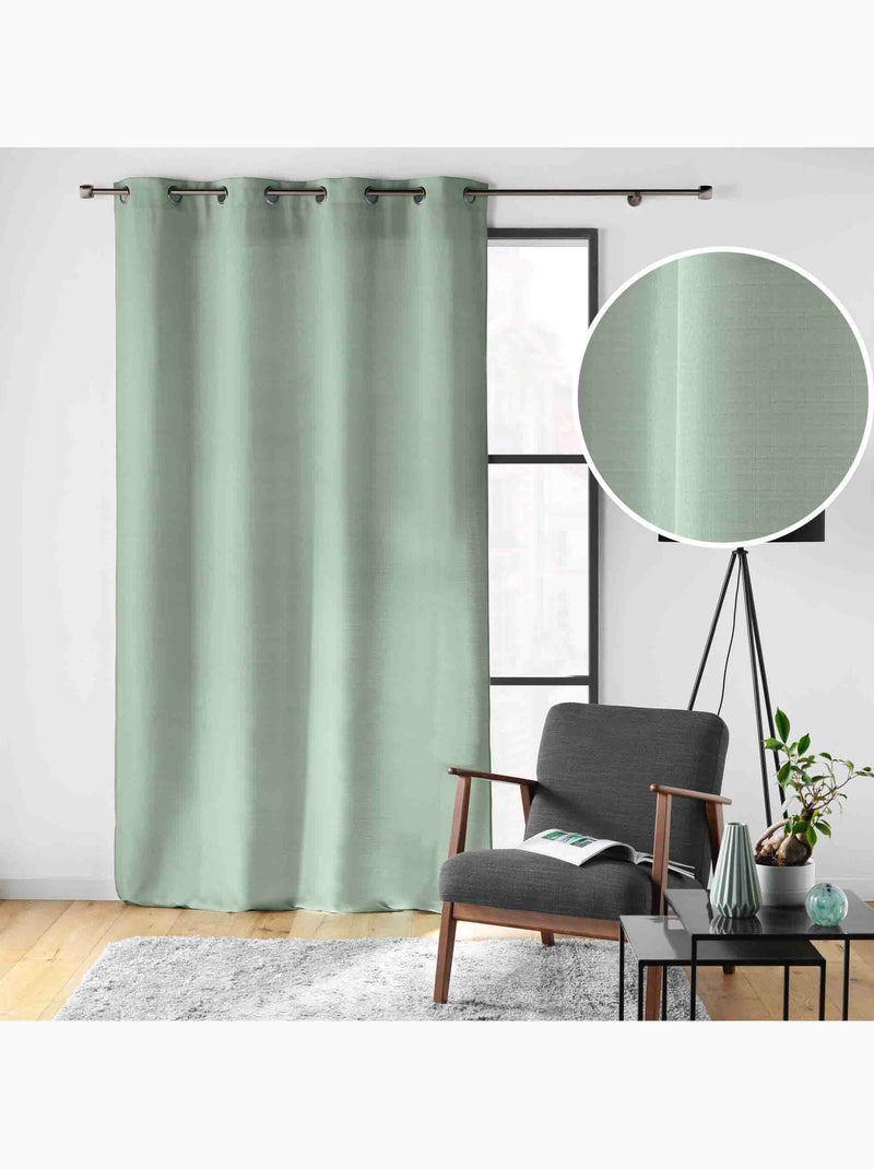 Rideau à œillets – Polyester satiné - Uni Soline Vert Sauge - Kiabi