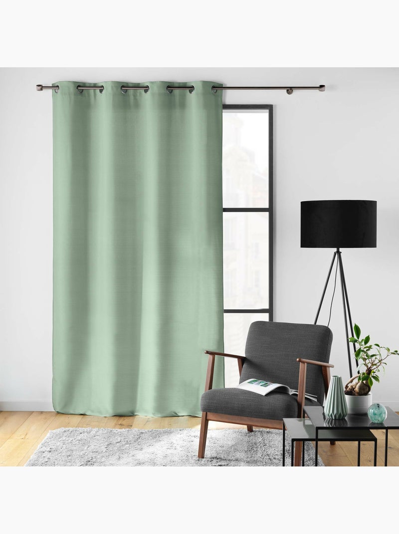 Rideau à œillets – Polyester satiné - Uni Soline Vert Sauge - Kiabi