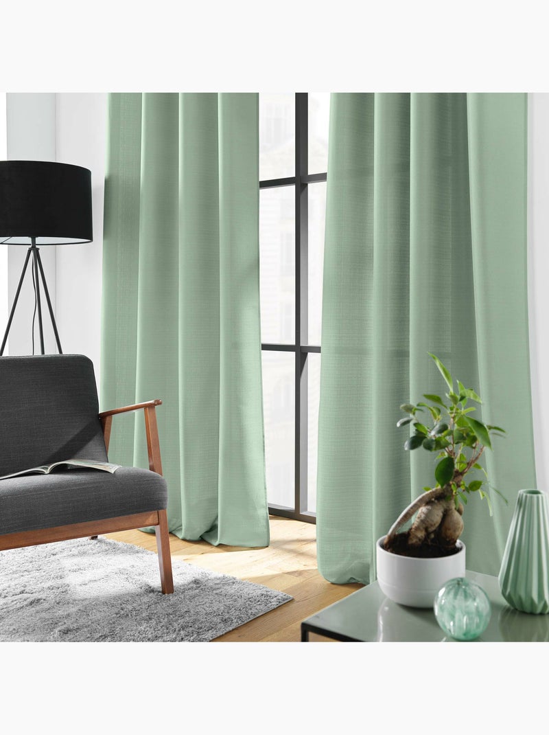 Rideau à œillets – Polyester satiné - Uni Soline Vert Sauge - Kiabi