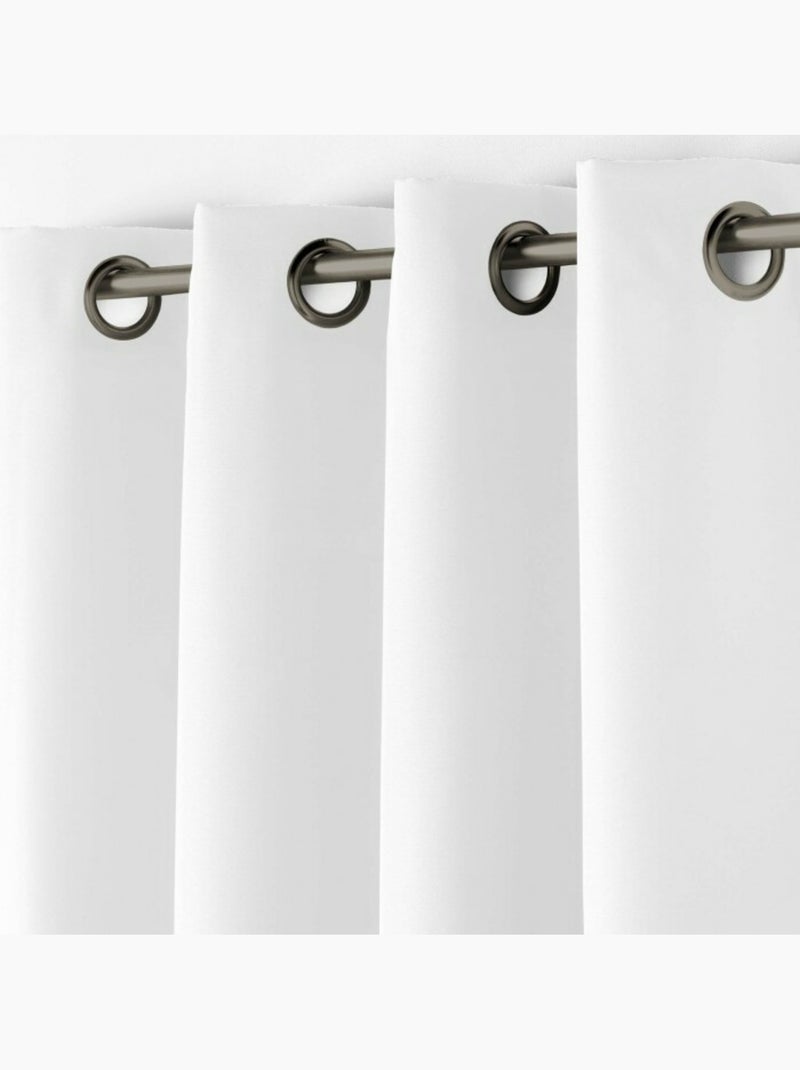 Rideau à œillets – polyester uni - Spécial petite hauteur - Essentiel Blanc - Kiabi
