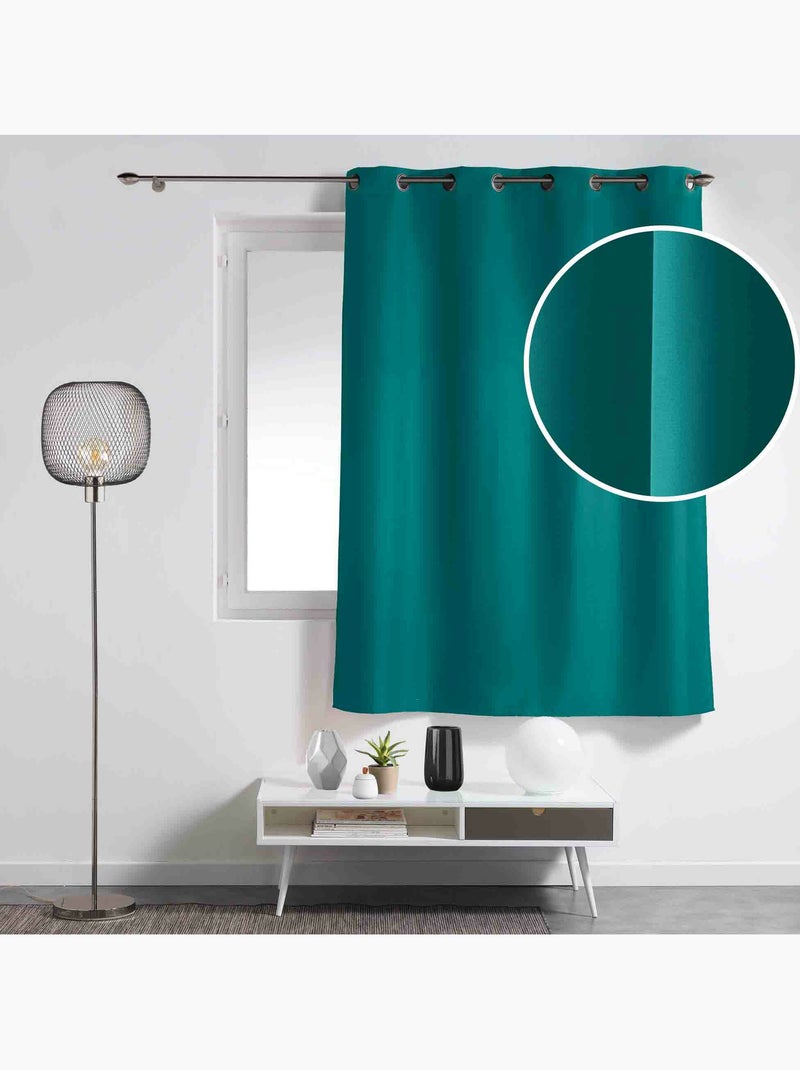Rideau à œillets – polyester uni - Spécial petite hauteur - Essentiel Bleu paon - Kiabi