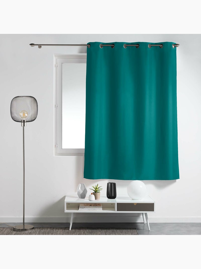 Rideau à œillets – polyester uni - Spécial petite hauteur - Essentiel Bleu paon - Kiabi