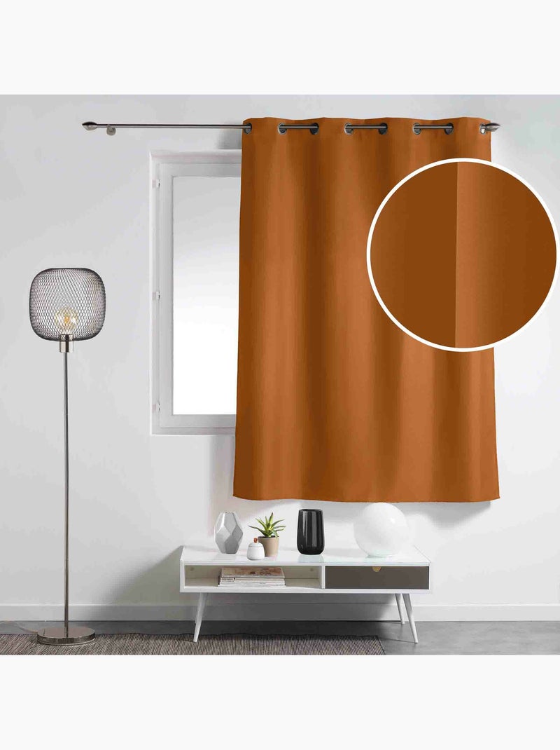 Rideau à œillets – polyester uni - Spécial petite hauteur - Essentiel Camel - Kiabi