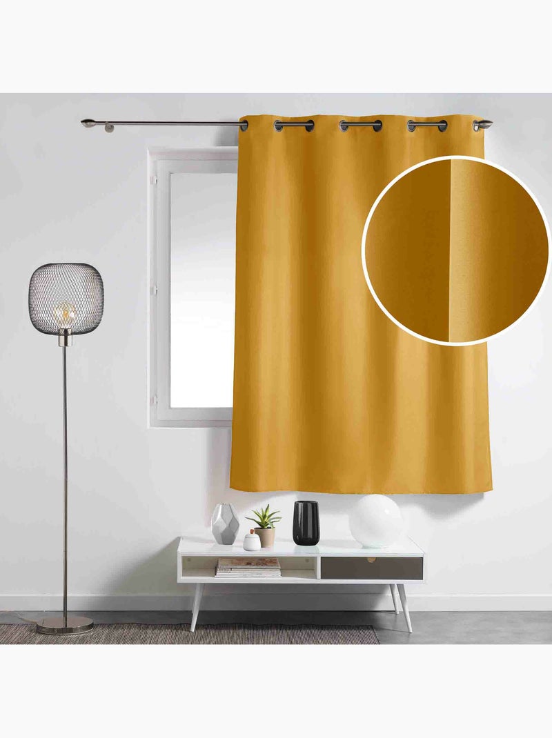 Rideau à œillets – polyester uni - Spécial petite hauteur - Essentiel Ocre - Kiabi