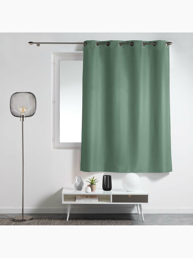 Rideau à œillets – polyester uni - Spécial petite hauteur - Essentiel Vert cèdre - Kiabi