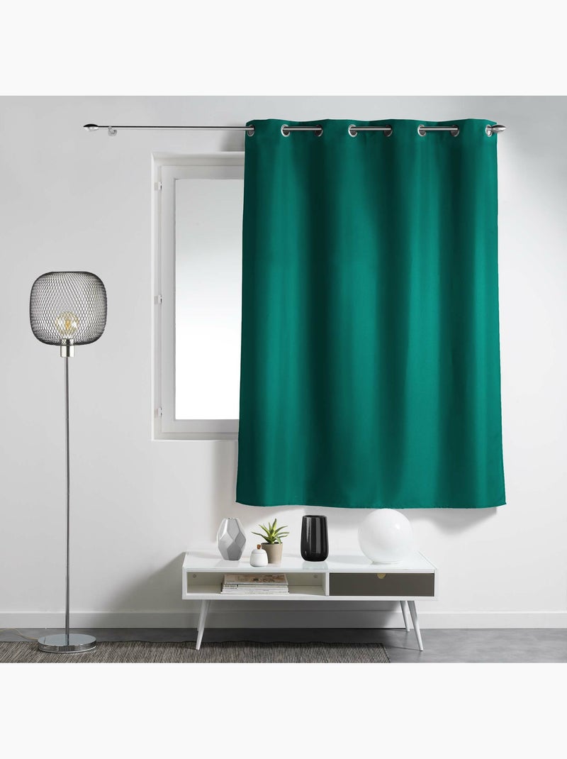 Rideau à œillets – polyester uni - Spécial petite hauteur - Essentiel Vert émeraude - Kiabi