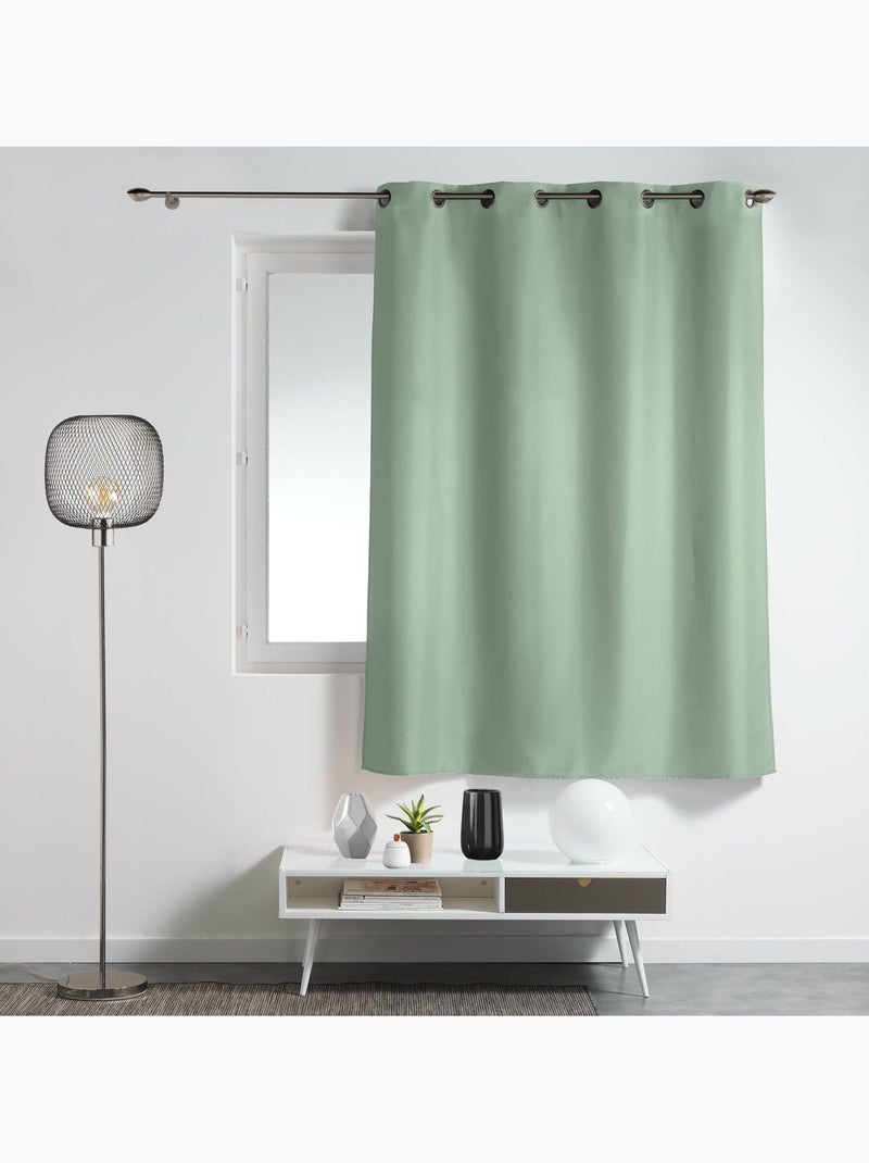 Rideau à œillets – polyester uni - Spécial petite hauteur - Essentiel Vert Sauge - Kiabi