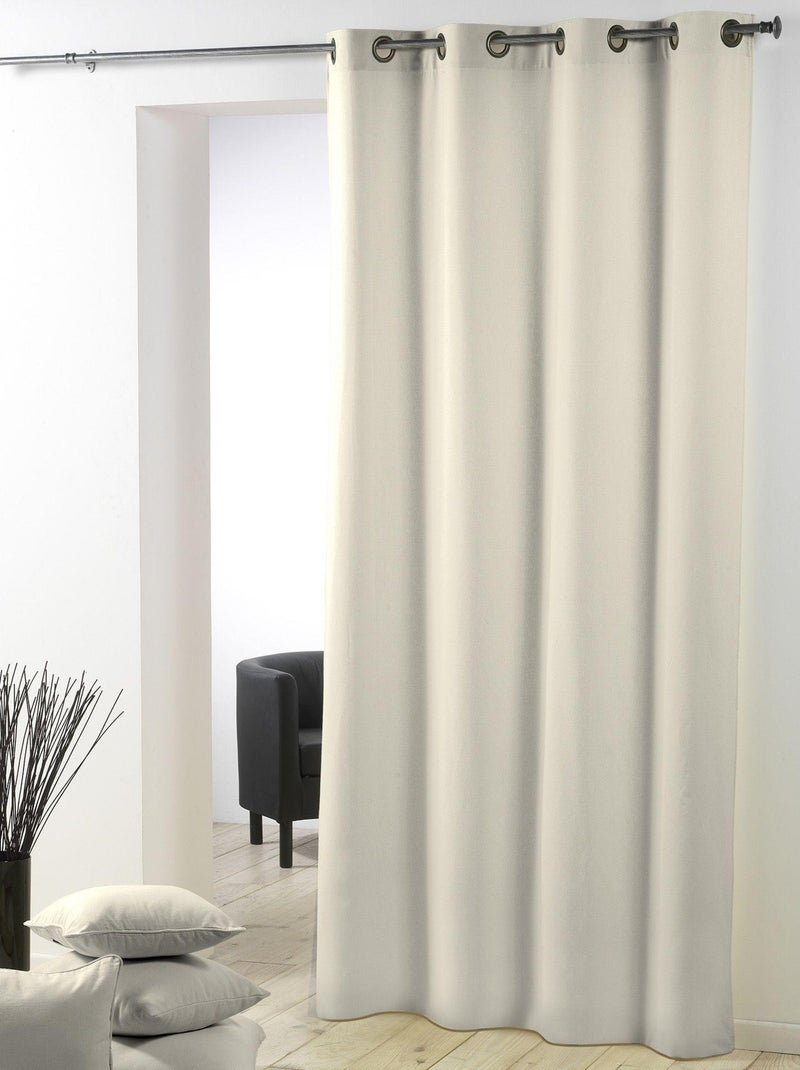 Rideau a oeillets Polyester uni Collection Essentiel Beige - Kiabi