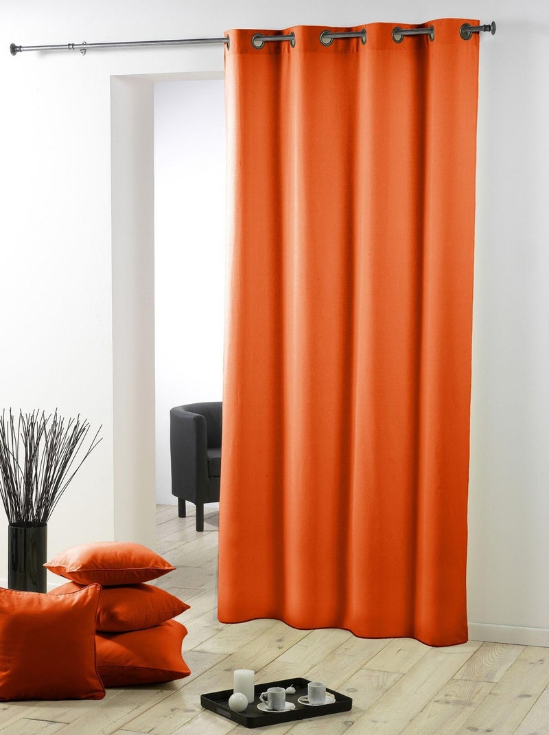 Rideau a oeillets Polyester uni Collection Essentiel Orange - Kiabi
