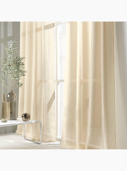 Rideau a oeillets polyester uni+fils metallises zeline - Kiabi