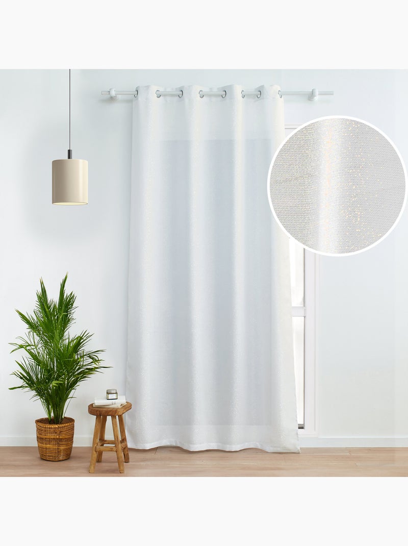 Rideau a oeillets polyester uni+fils metallises zeline Blanc - Kiabi
