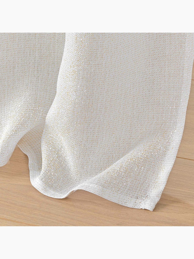 Rideau a oeillets polyester uni+fils metallises zeline Blanc - Kiabi