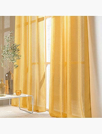 Rideau a oeillets polyester uni+fils metallises zeline