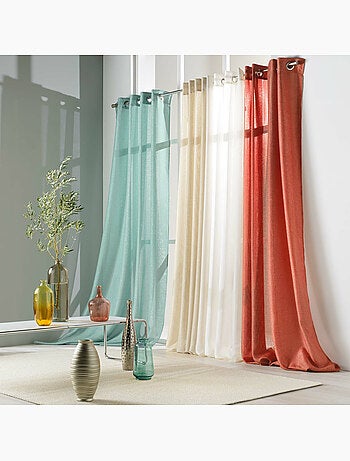 Rideau a oeillets polyester uni+fils metallises zeline