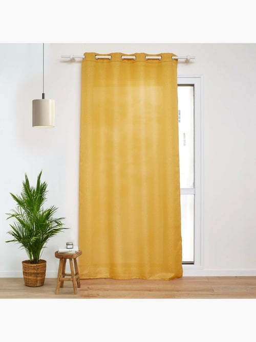Rideau a oeillets polyester uni+fils metallises zeline - Kiabi