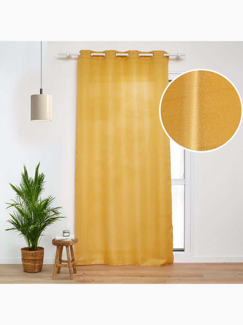 Rideau a oeillets polyester uni+fils metallises zeline Jaune - Kiabi