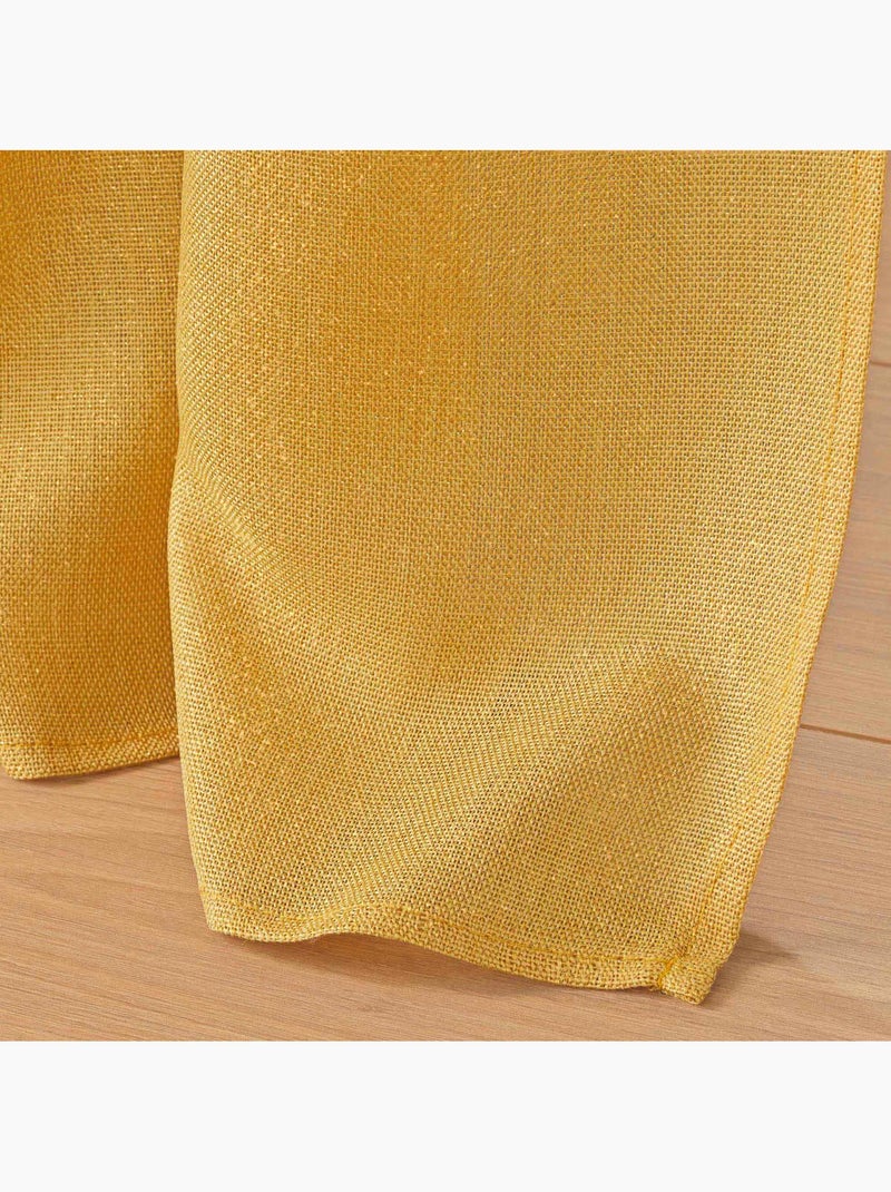 Rideau a oeillets polyester uni+fils metallises zeline Jaune - Kiabi