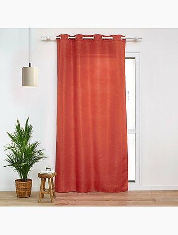 Rideau a oeillets polyester uni+fils metallises zeline