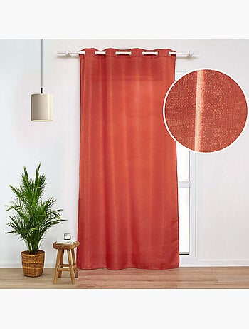 Rideau a oeillets polyester uni+fils metallises zeline