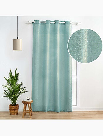 Rideau a oeillets polyester uni+fils metallises zeline