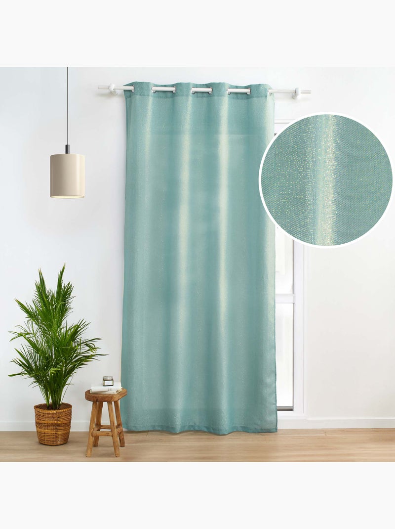 Rideau a oeillets polyester uni+fils metallises zeline Vert Sauge - Kiabi