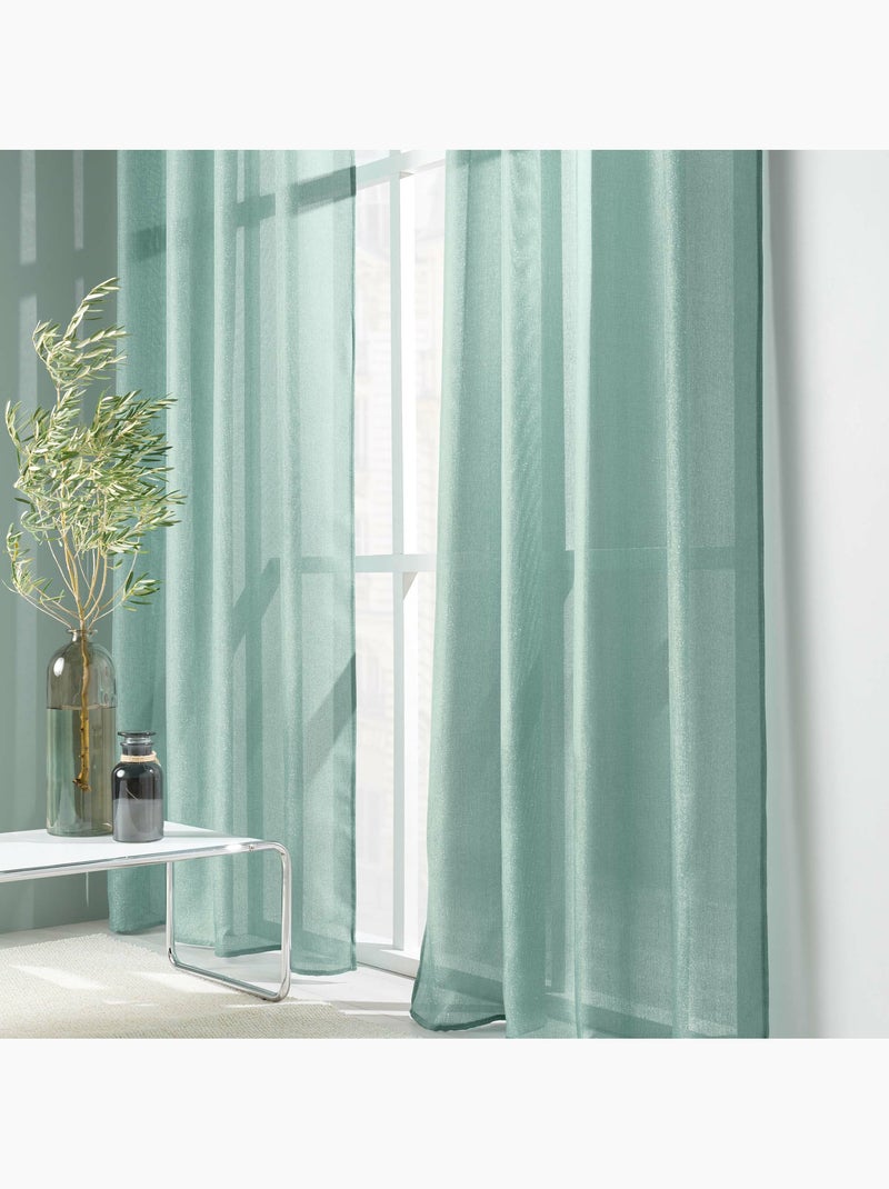 Rideau a oeillets polyester uni+fils metallises zeline Vert Sauge - Kiabi