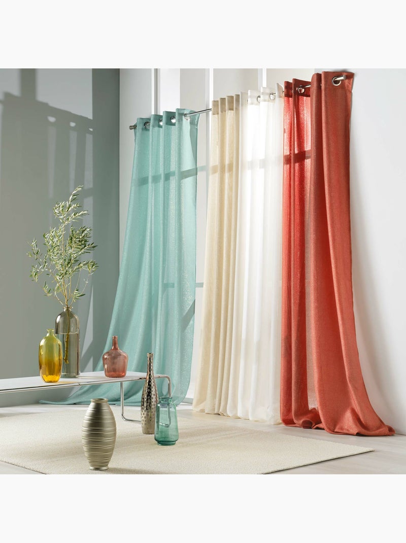 Rideau a oeillets polyester uni+fils metallises zeline Vert Sauge - Kiabi