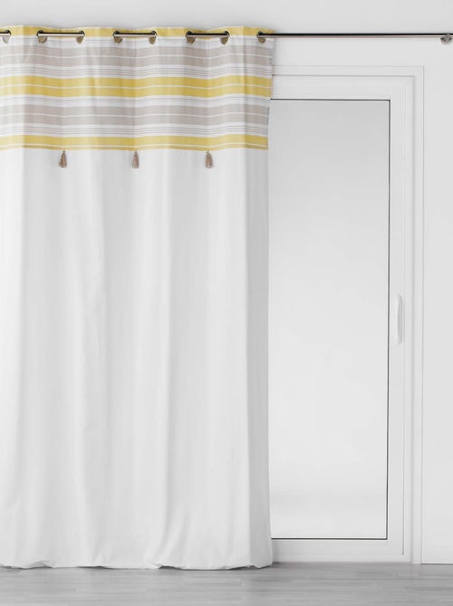 Rideau à oeillets Pompons 140x240cm Nature-Line jaune - Kiabi Rideau à oeillets Pompons 140x240cm Nature-Line jaune - Kiabi