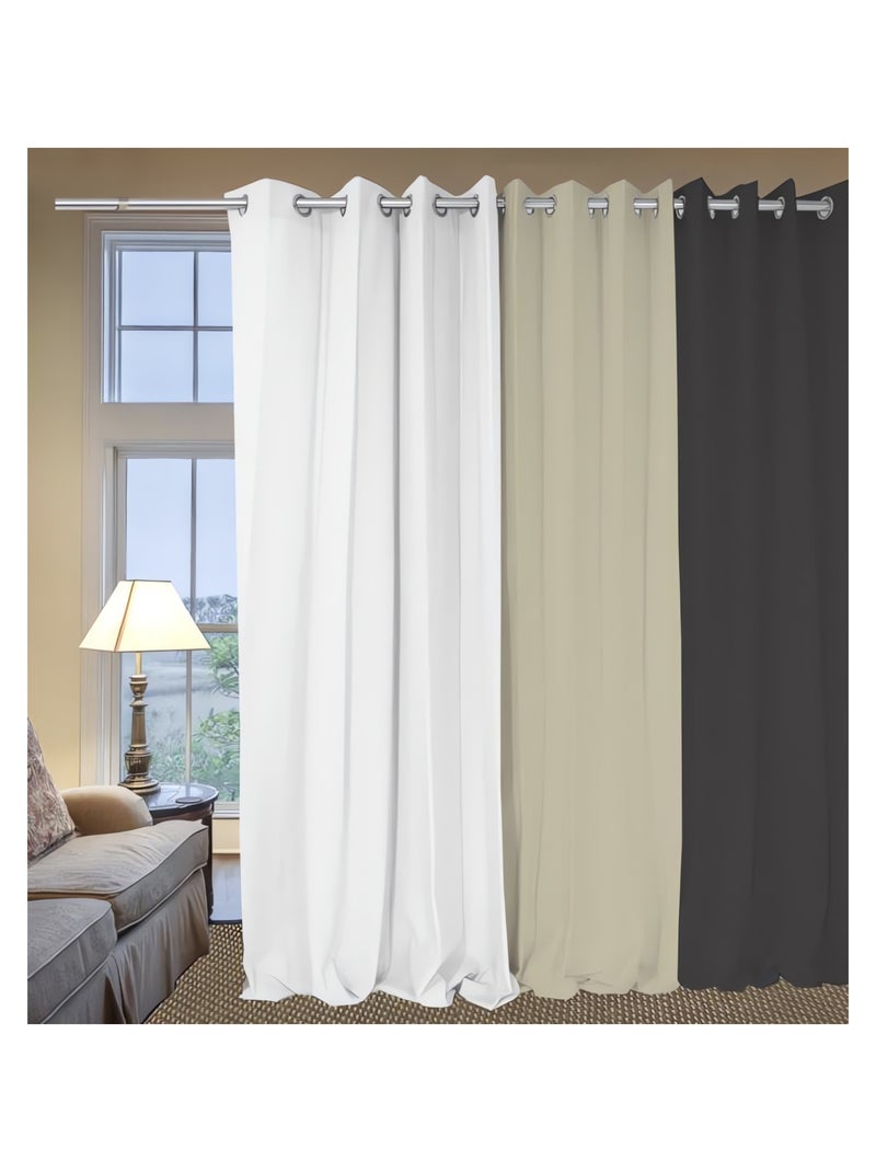 Rideau à oeillets pur coton 135x250 cm PANAMA écru, par Soleil d'Ocre Beige - Kiabi