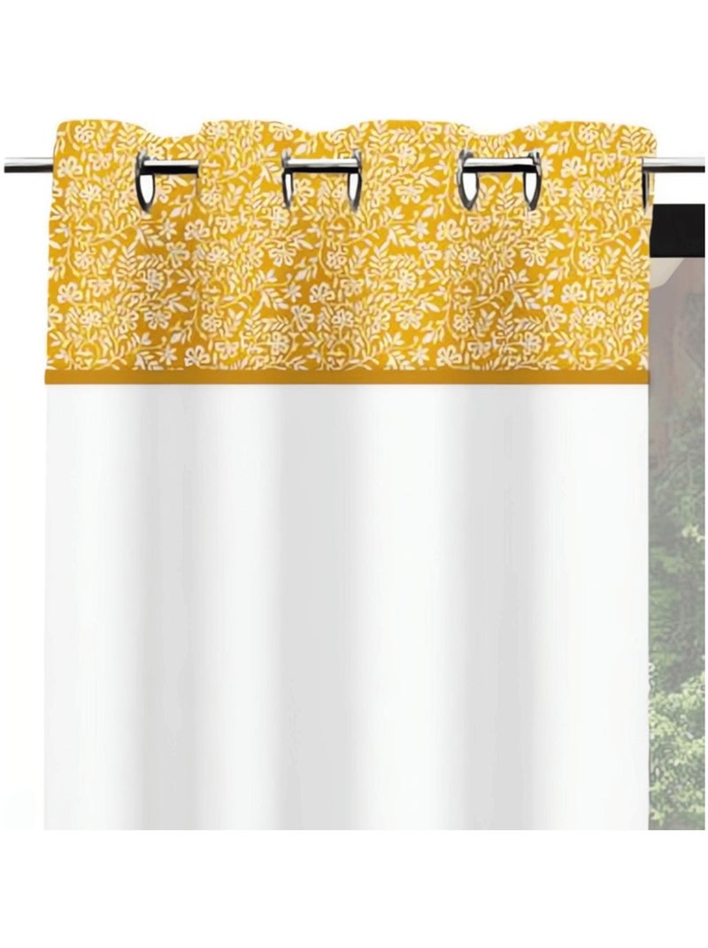 Rideau à œillets style vintage Jaune moutarde - Kiabi