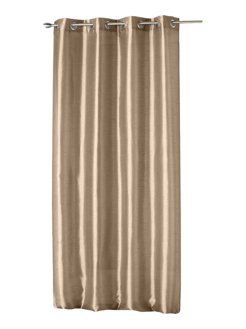 Rideau a oeillets tissu Shantung Shana Beige foncé - Kiabi