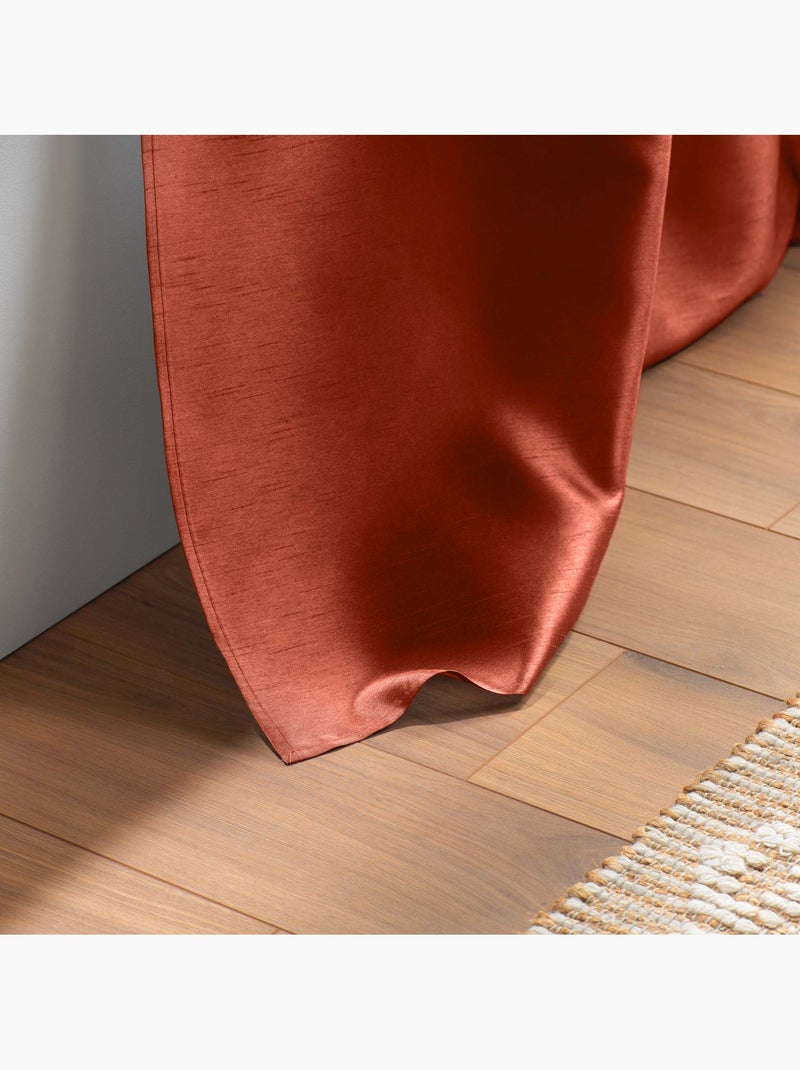 Rideau a oeillets tissu Shantung Shana gris anthracite - Kiabi
