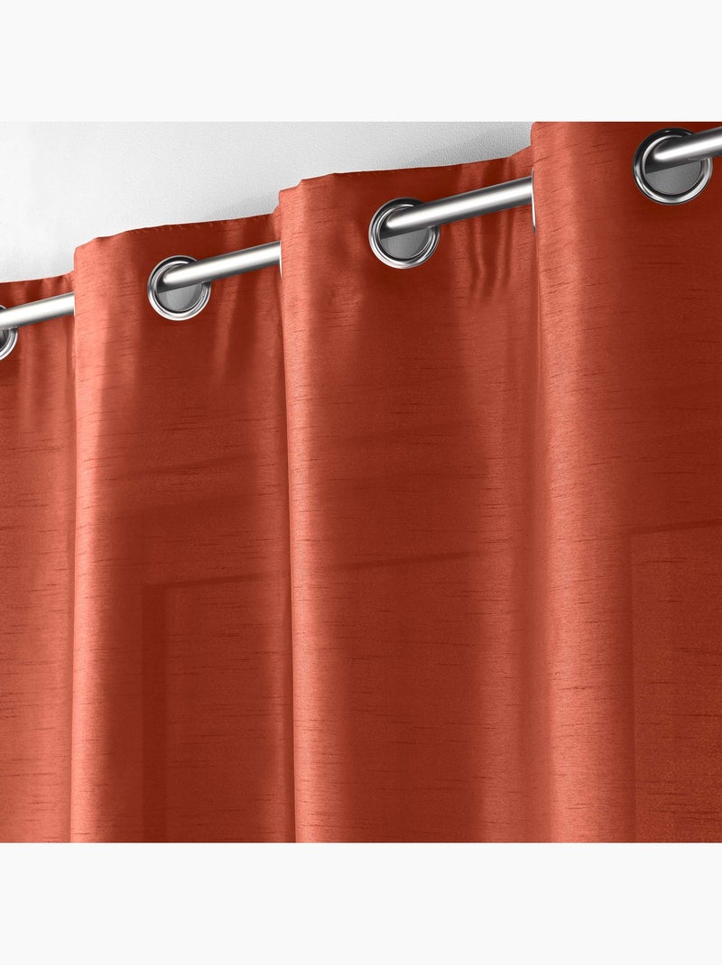 Rideau a oeillets tissu Shantung Shana gris anthracite - Kiabi
