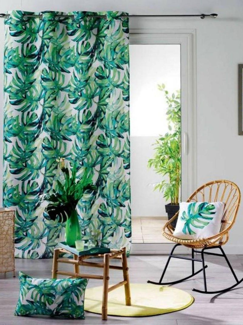 Rideau a oeillets Tropic Carvenao Vert - Kiabi