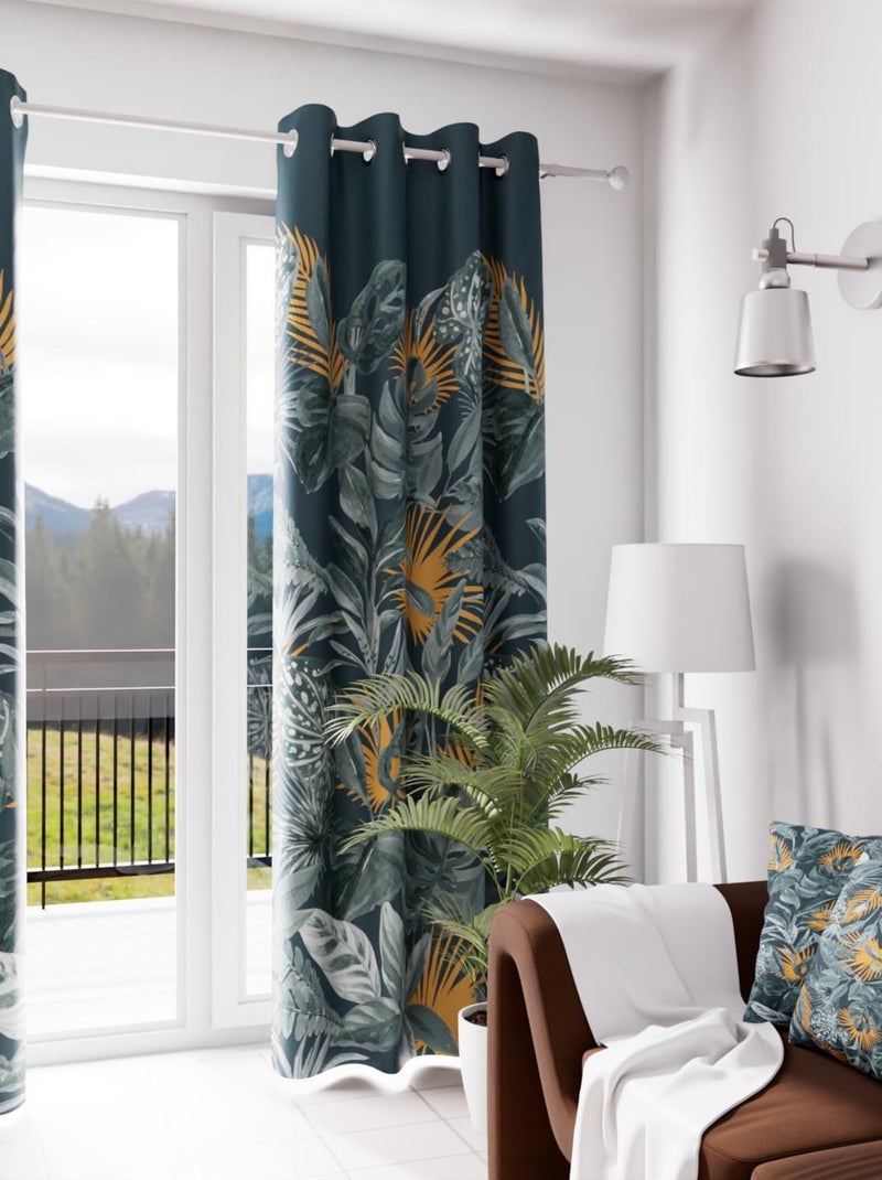 Rideau à oeillets velours 135x250 cm TROPIC, par Soleil d'Ocre Gris - Kiabi