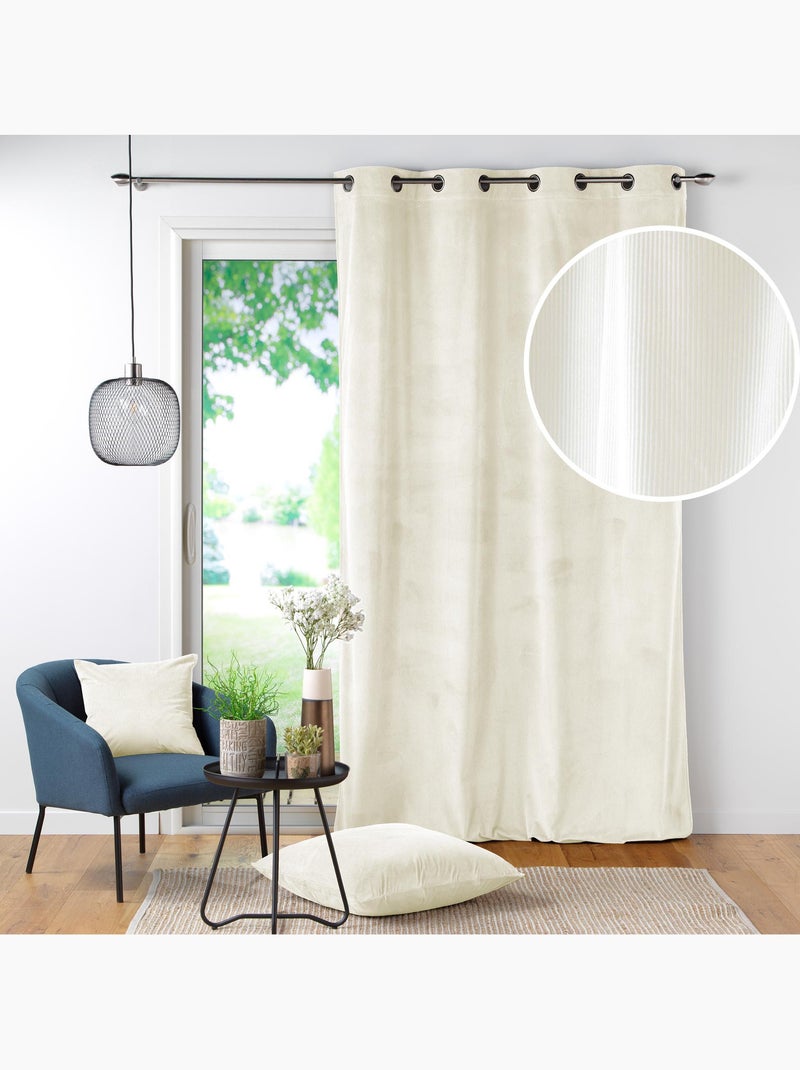 Rideau à Œillets Velours Côtelé Tendance Beige naturel - Kiabi