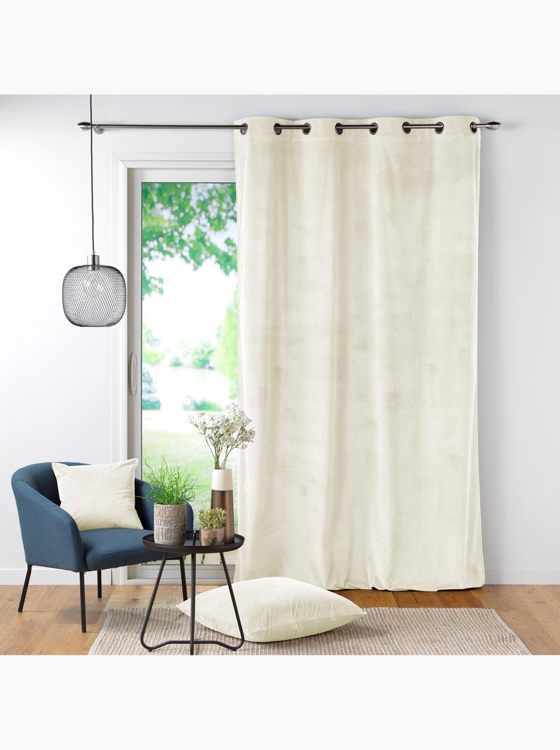 Rideau à Œillets Velours Côtelé Tendance Beige naturel - Kiabi