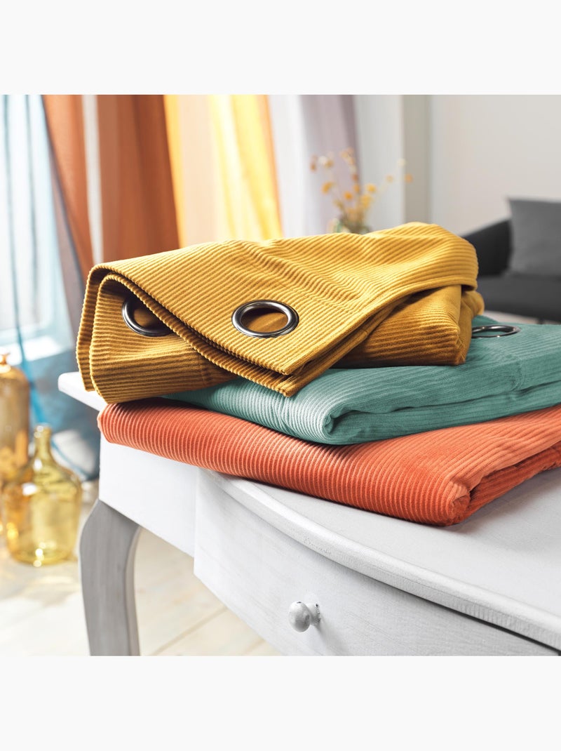 Rideau à Œillets Velours Côtelé Tendance Vert Sauge - Kiabi