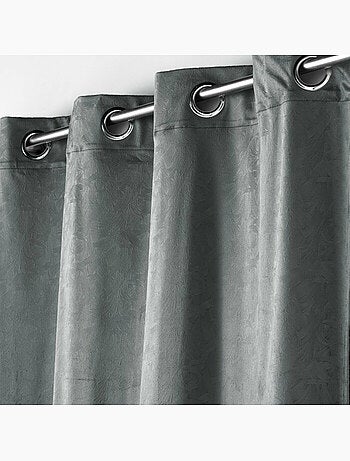 Rideau a oeillets velours imprimé relief ton sur ton Aquarelle