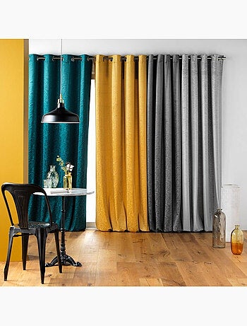 Rideau a oeillets velours imprimé relief ton sur ton Aquarelle