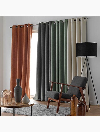 Rideau à œillets – Velours relief – 100 % Occultant et Thermique