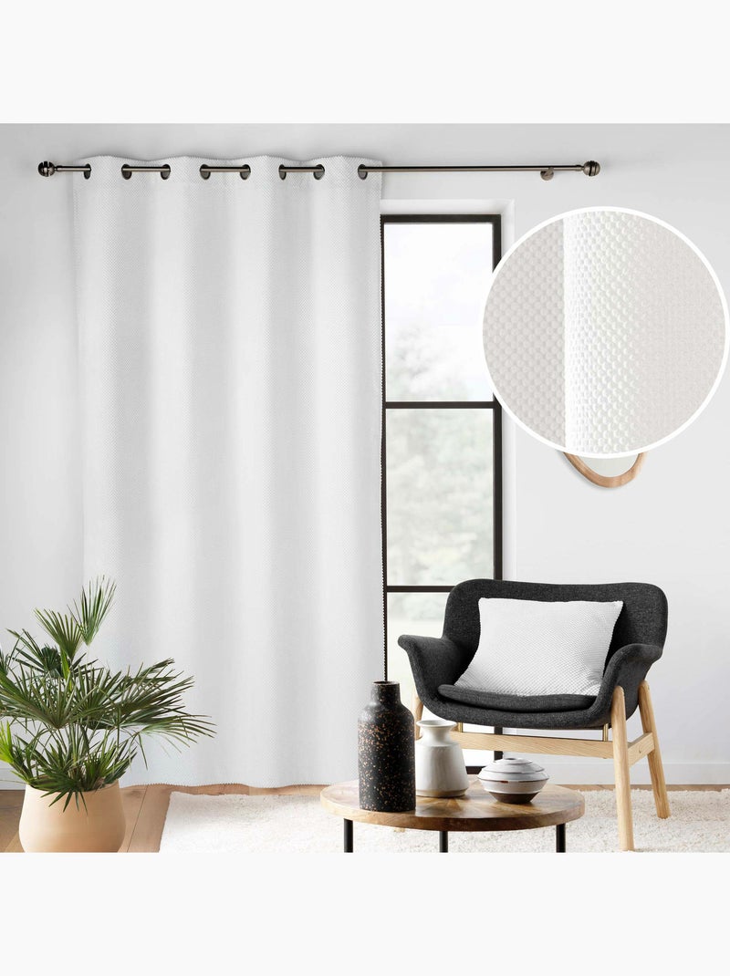 Rideau à œillets – Velours relief – Modèle Java Blanc - Kiabi