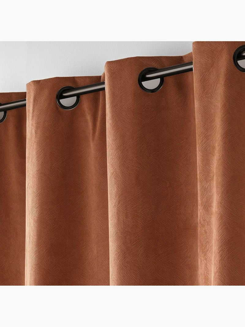 Rideau à œillets – Velours texturé – 100 % Occultant - Léonie Camel - Kiabi