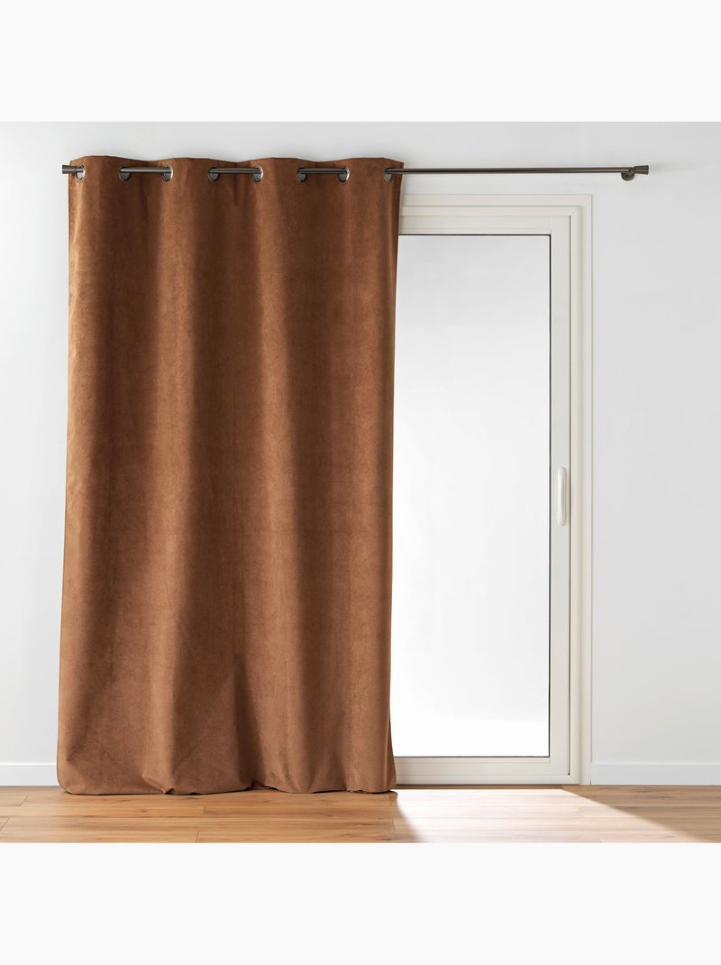 Rideau à œillets – Velours texturé – 100 % Occultant - Léonie Camel - Kiabi