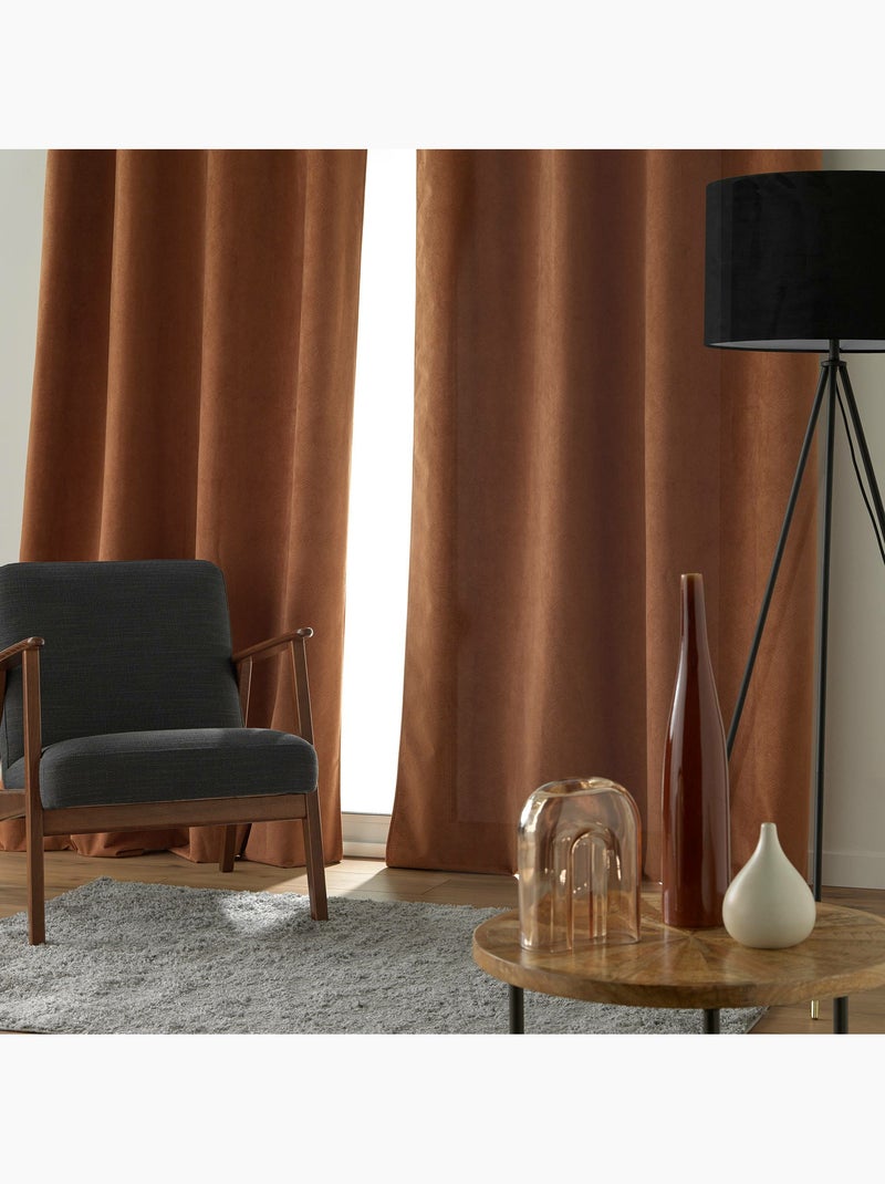 Rideau à œillets – Velours texturé – 100 % Occultant - Léonie Camel - Kiabi